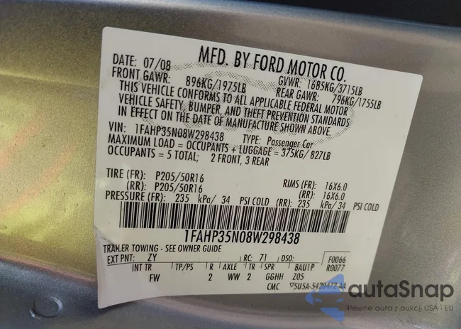 1FAHP35N08W298438: 43326436