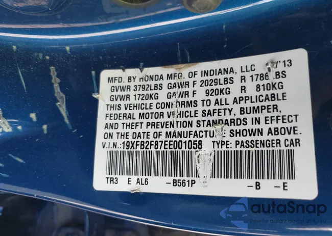 19XFB2F87EE001058: 43326475