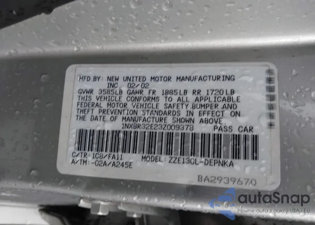 1NXBR32E23Z009378: 43326576