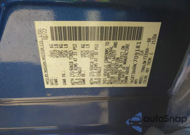 5N1BT3BA0NC709181: 43326578