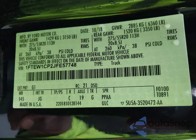 1FTEW1CP2JFE57748: 43326620