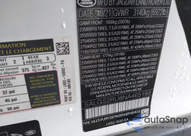 SALGS2RU8NA465193: 43326629