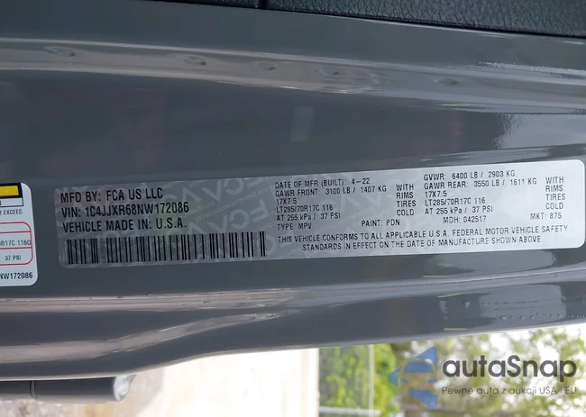 1C4JJXR68NW172086: 43327905