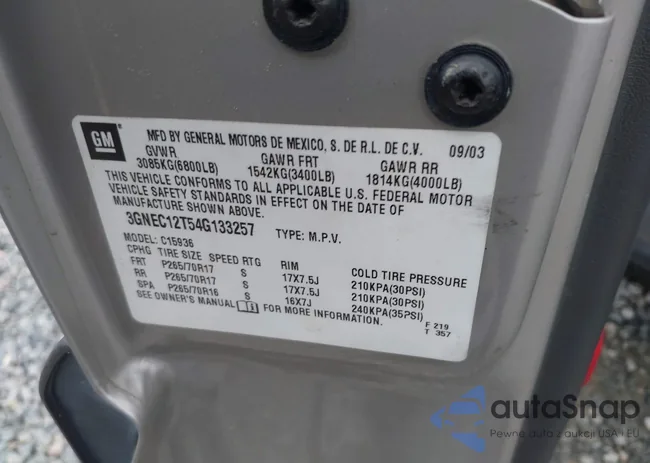 3GNEC12T54G133257: 43327991