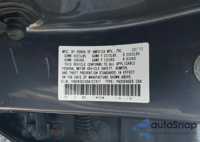 1HGCR2E52DA121911: 43328009