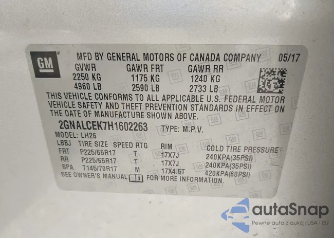 2GNALCEK7H1602263: 43328131