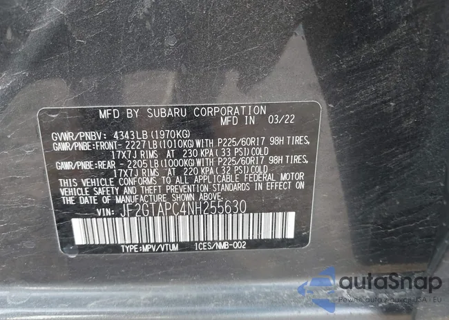 JF2GTAPC4NH255630: 43328187