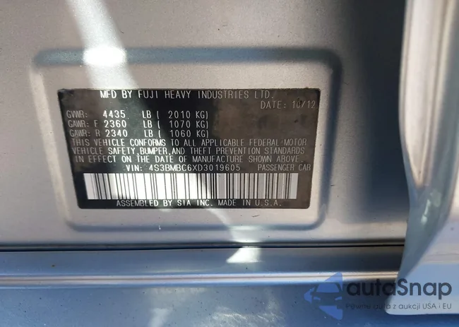 4S3BMBC6XD3019605: 43328225