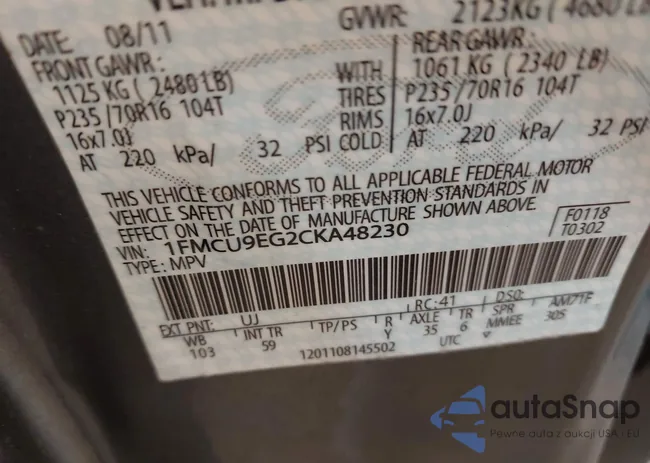1FMCU9EG2CKA48230: 43328242