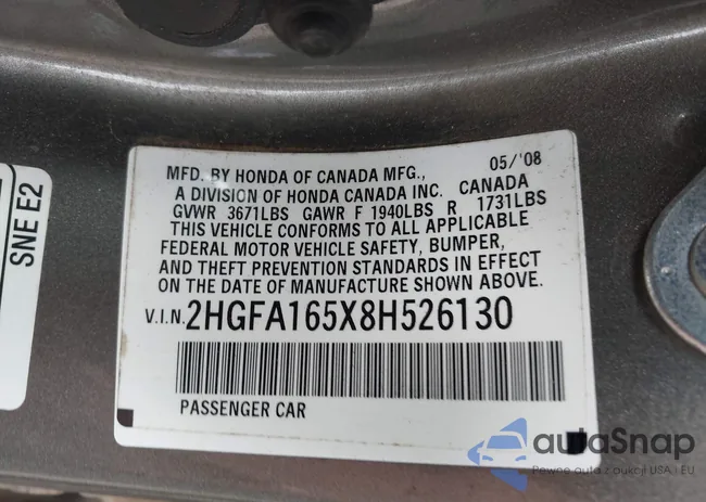 2HGFA165X8H526130: 43327307