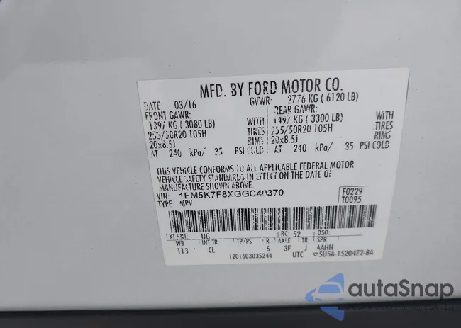 1FM5K7F8XGGC40370: 43327356