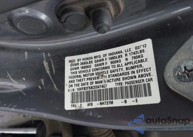 19XFB2F58CE047467: 43327428