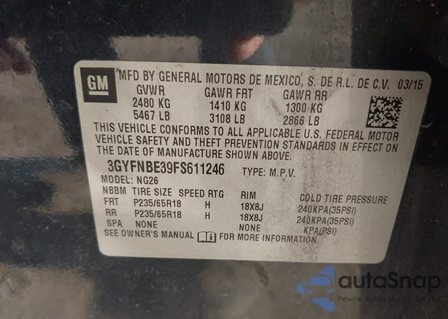 3GYFNBE39FS611246: 43327440