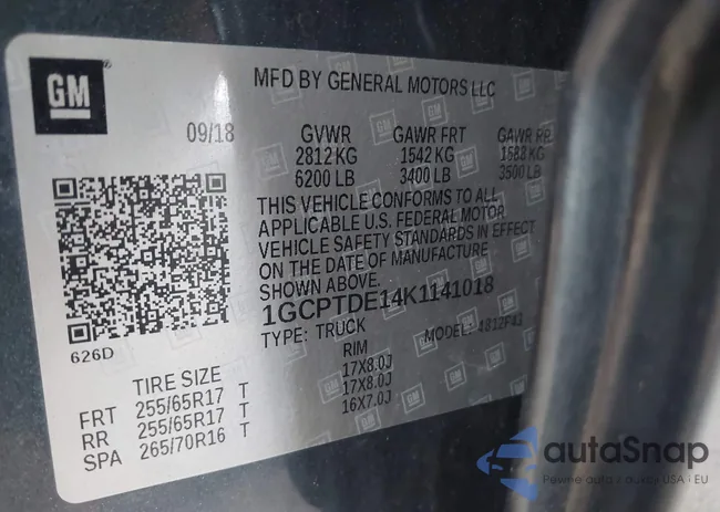 1GCPTDE14K1141018: 43328790