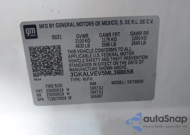 3GKALVEV5ML388658: 43328822