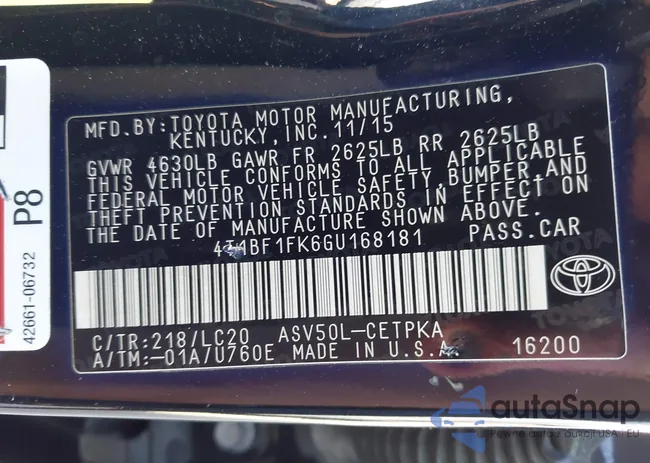 4T1BF1FK6GU168181: 43328881