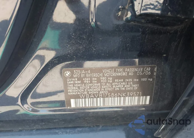 WBAVB17586NK39571: 43329001