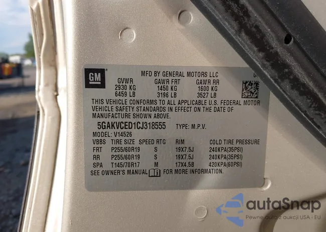 5GAKVCED1CJ318555: 43329048