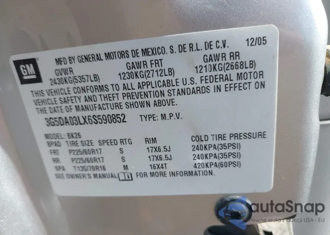 3G5DA03LX6S590852: 43329146