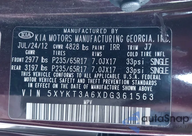 5XYKT3A6XDG361563: 43329159