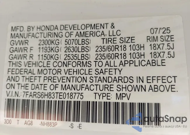 7FARS6H83TE018775: 43329240