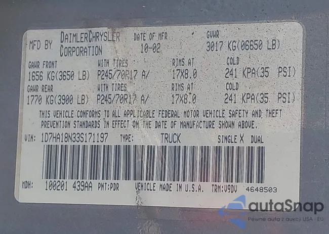 1D7HA18N33S171197: 43328322