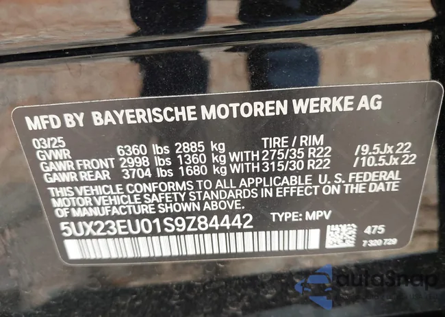 5UX23EU01S9Z84442: 43328386