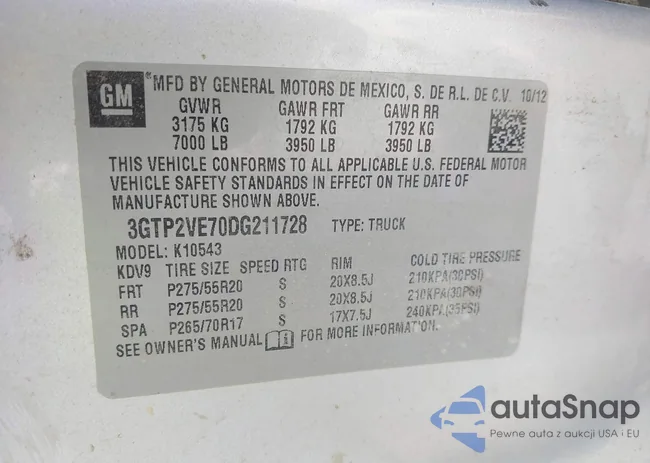 3GTP2VE70DG211728: 43328429