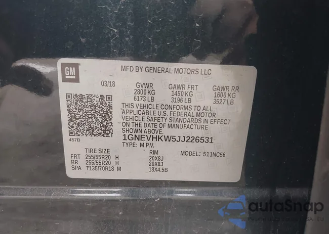 1GNEVHKW5JJ226531: 43328453