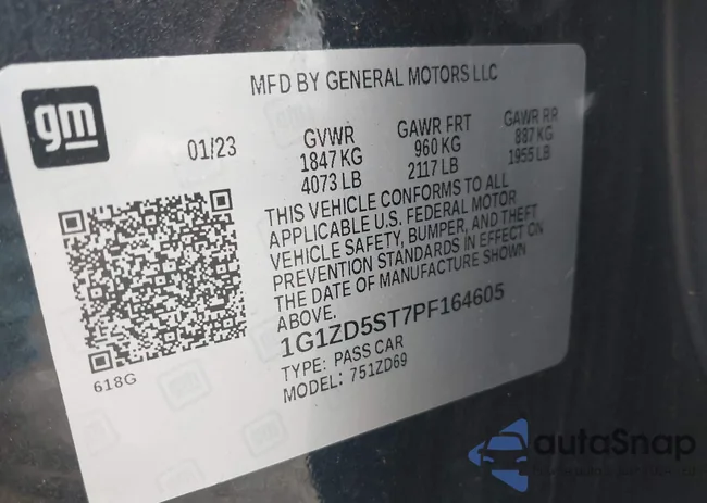 1G1ZD5ST7PF164605: 43328454