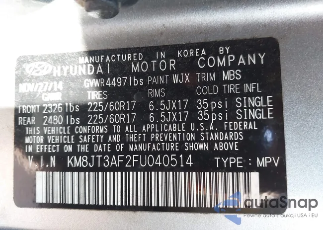 KM8JT3AF2FU040514: 43328531