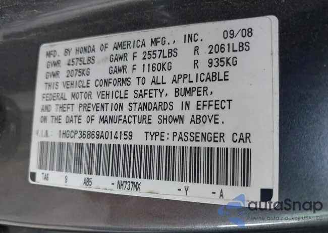 1HGCP36869A014159: 43328553