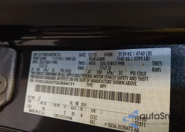 1FMCU9GX7GUB94131: 43328632