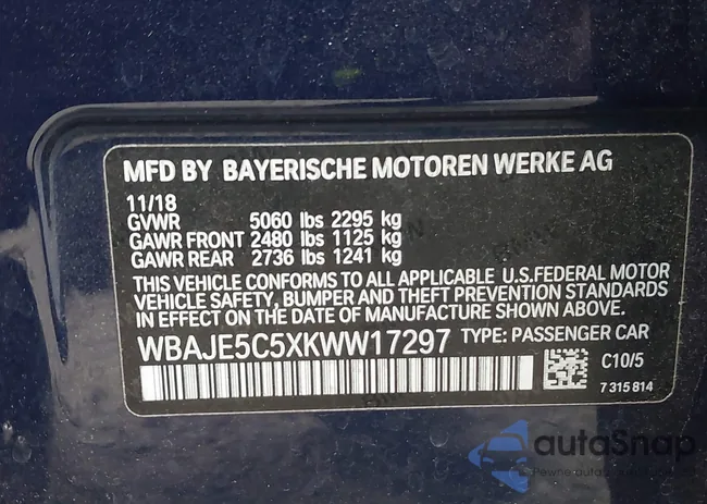 WBAJE5C5XKWW17297: 43329771