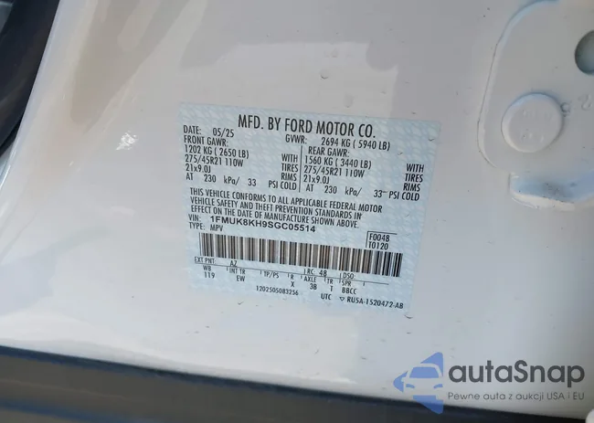 1FMUK8KH9SGC05514: 43329786