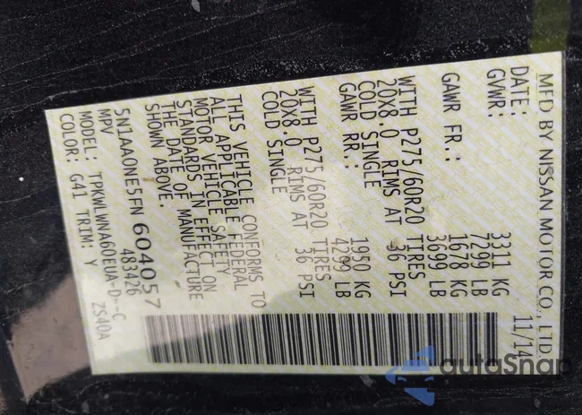 5N1AA0NE5FN604057: 43329796