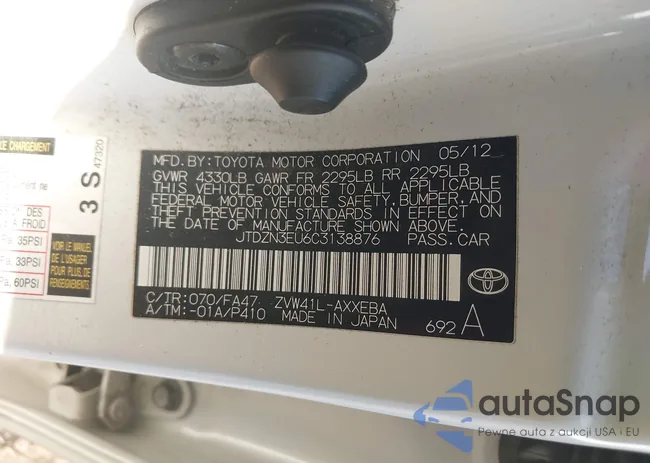 JTDZN3EU6C3138876: 43329867