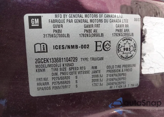 2GCEK133681104729: 43329876