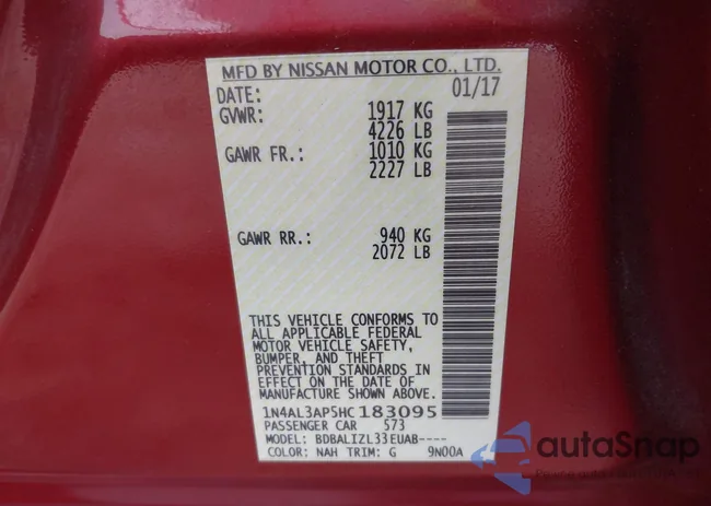 1N4AL3AP5HC183095: 43329879