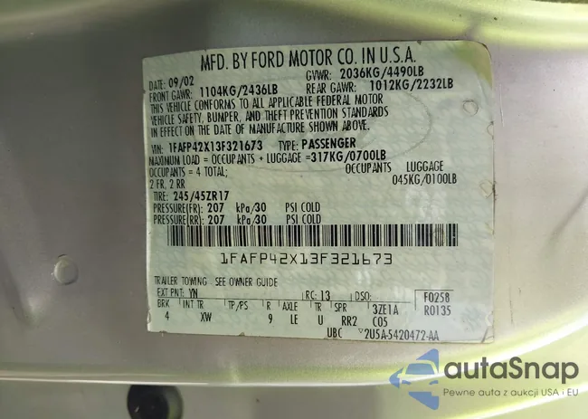 1FAFP42X13F321673: 43330084