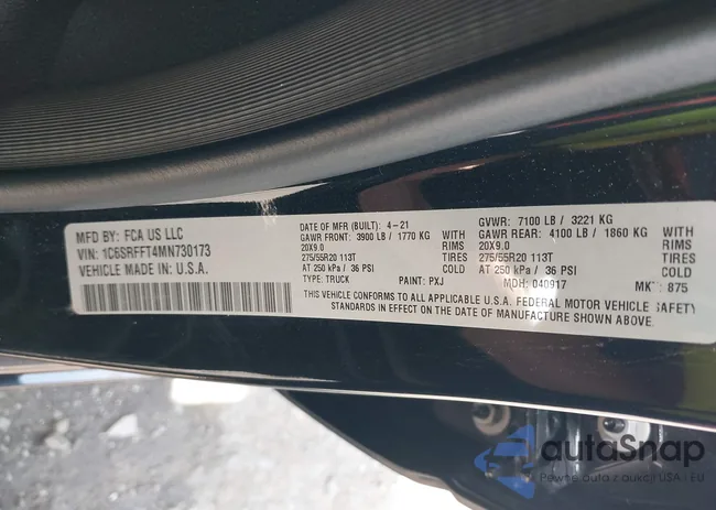 1C6SRFFT4MN730173: 43330121