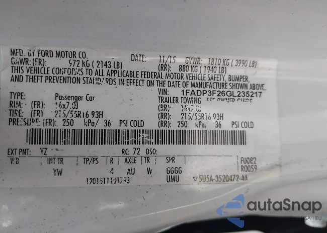 1FADP3F26GL235217: 43330272