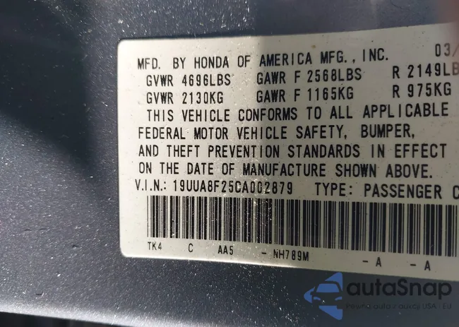 19UUA8F25CA002879: 43329459