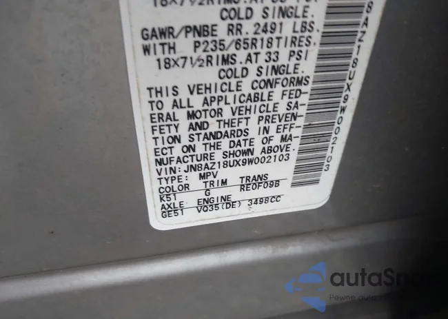 JN8AZ18UX9W002103: 43329605