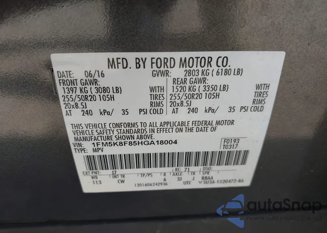 1FM5K8F85HGA18004: 43330699