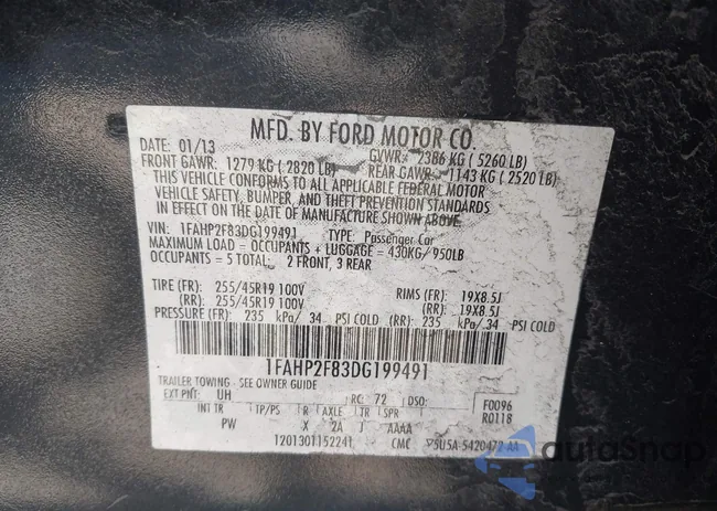 1FAHP2F83DG199491: 43330807