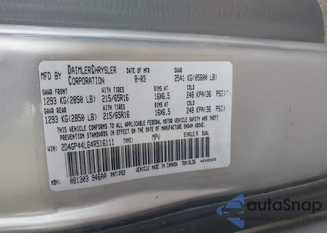 2D4GP44L64R516111: 43330877