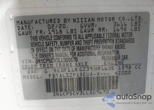 3N1CP5CV3LL509670: 43330920