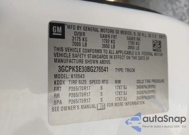 3GCPKSE30BG276541: 43330976