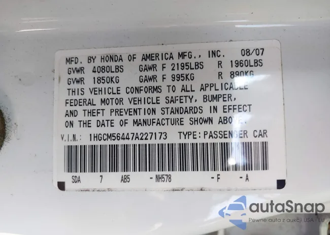 1HGCM56447A227173: 43330998